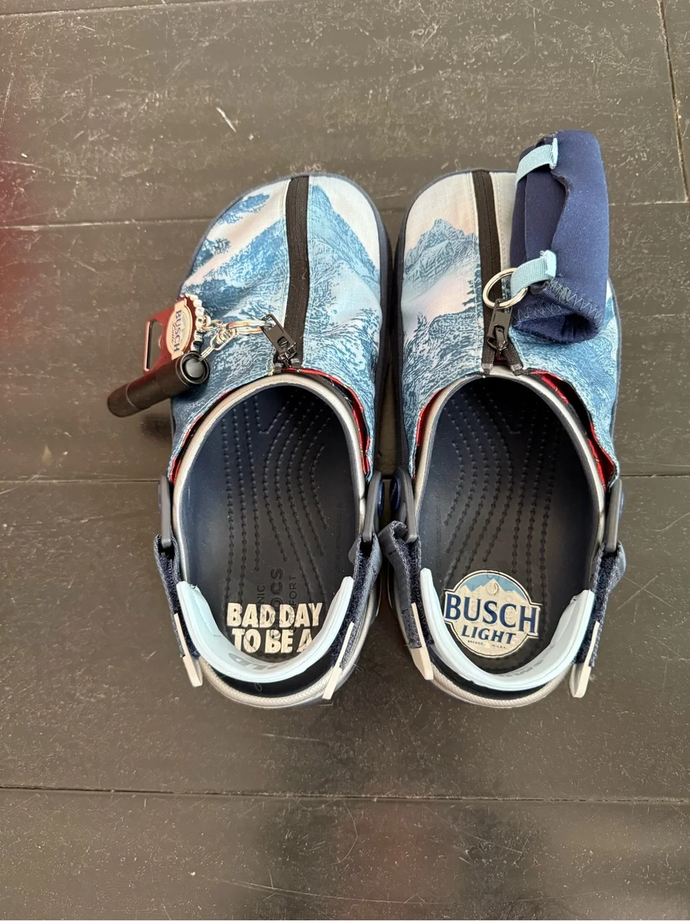 NWOT CROCS Busch Light x Crocs All-Terrain Clogs with Flashlight and Coozie